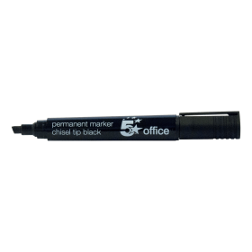 5 Star Office Permanent Marker Smear Proof Chisel Tip Black 12 Pack 106912 F