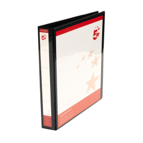 5 Star Office Presentation Ring Binders 2D Ring 25mm A4 Black 10 Pack 483396 F