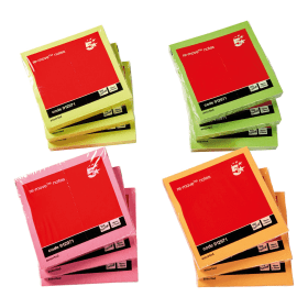 5 Star Office Re Move Notes 100 Sheets 76mm x 76mm Neon Assorted 12 Pack 135457 F
