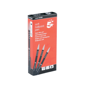 5 Star Office Retractable Ball Pen 0.5mm Line Black 12 Pack 156560 F