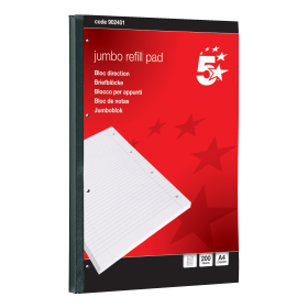 5 Star Office Ruled Margin Refill Pad 400 Pages A4 4 Pack 173783 F