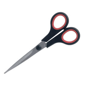 5 Star Office Scissors 155mm Rubber Handles Stainless Steel Blades Black Red 134850 F