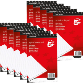 5 Star Office Shorthand Pad Wirebound 60gsm Ruled 160 Pages 127mm x 200mm Red White 10 Pack 131926 F