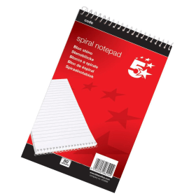 5 Star Office Shorthand Pad Wirebound 60gsm Ruled 200 Pages A5 Red 492017 F