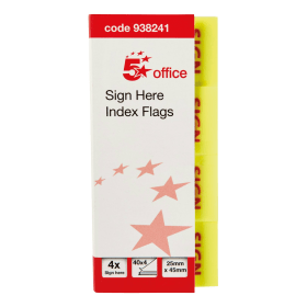 5 Star Office Sign Here Arrow Index Flags 25x46mm Yellow Red 800 Pack 938241 463320 F
