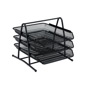 5 Star Office Stackable Mesh Letter Tray 3 Tier Foolscap Black 288102 889023 F