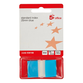 5 Star Office Standard Index Flags 25x45mm Blue 250 Pack 938198 463311 F