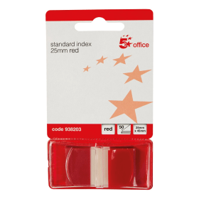 5 Star Office Standard Index Flags 25x45mm Red 250 Pack 938203 463312 F