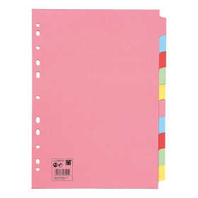 5 Star Office Subject Dividers 10 Part 155gsm A4 Assorted 295179 126817 F