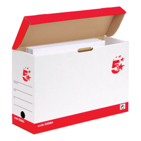 5 Star Office Transfer Case Hinged Lid Foolscap Red White 20 Pack 106240 F