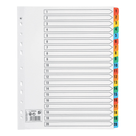 5 Star Office White Multicoloured Wide Mylar Index Dividers 1 20 907050 132000 F