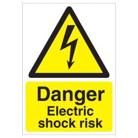 5 Star Safety Sign Danger Electric Shock Risk A5 Yellow FS00660 F