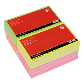5 Star Sticky Notes 100 Sheets 76mm x 127mm Neon 12 Pack 162188 F