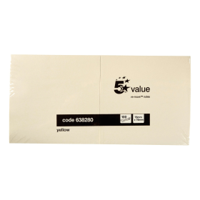 5 Star Sticky Notes 100 Sheets 76mm x 76mm Yellow 12 Pack 282923 F