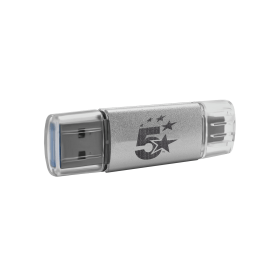 5 Star USB 3.2 128GB Gen 1 Combo Flash Memory Drive with USB A C Silver 928558 F