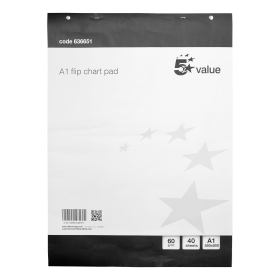 5 Star Value Flipchart Pad Perforated 40 Sheets A1 5 Pack 636651 889028 F