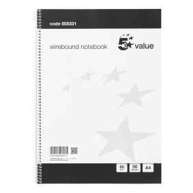5 Star Value Wirebound Notebook Ruled 100 Pages A4 White 10 Pack 889365 F