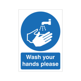 5 Star Wash Your Hands Please Sign Self Adhesive Vinyl A5 FS00639 F