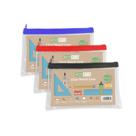 90 Recycled Clear Flat Pencil Case 200mm x 130mm 892146 F