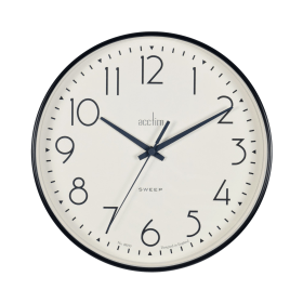 Acctim Earl Wall Clock Non Ticking Sweep Seconds Hand 250mm Diameter Black 795324 F