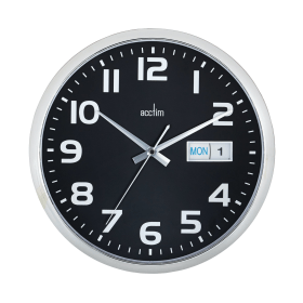 Acctim Supervisor Wall Clock 320mm Chrome Black 392116 F