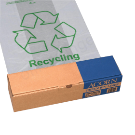 Acorn Heavy Duty Bin Printed Recycling Bin Liner 60 Litre Clear 50 Pack 129836 F