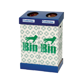 Acorn Office Twin Recycling Bin 95 litres Blue Green 2 Pack 802853 134138 F