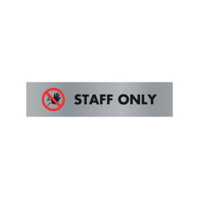 Acrylic Sign Staff Only Aluminium 190mm x 45mm 159583 F