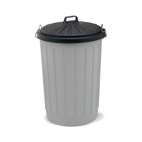 Addis Grey Dustbin Round With Black Lid 90L 130518 F