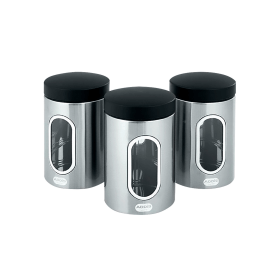 Addis Kitchen Canisters Set of 3 Silver Stainless Steel 149528 F