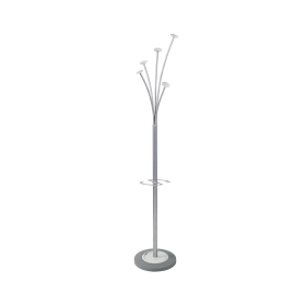 Alba Festival High Capacity Coat Stand With Umbrella Holder 350mm x 350mm x 1870mm Silver White 533089 F