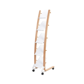 Alba Mobile Narrow Literature Display 5 Compartments Natural Frame White A4 DD5PMW BC 852771 F