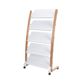 Alba Mobile Wide Literature Display 5 Compartments Natural Frame White A4 DD5GMW BC 852772 F
