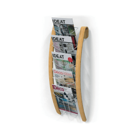 Alba Wall Display Unit 5 Compartments Natural Wood Frame White A4 DDEXPOWALL BC 893480 F