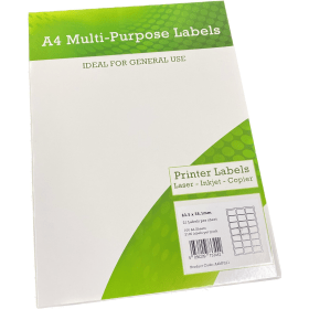 Alpa Cartridge Multipurpose Labels Laser Copier Inkjet 63.5mm x 38mm White 100 Pack 565588 F