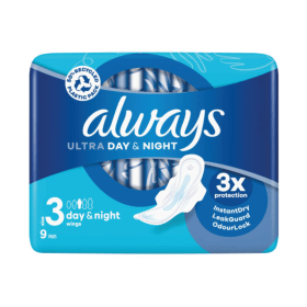 Always Ultra Day And Night Sanitary Pads With Wings Size 3 16 x 9 Pads 144 Pack PX58420 F