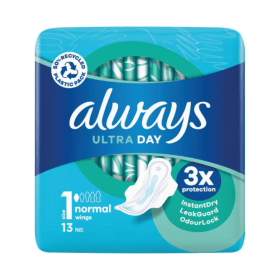 Always Ultra Day Sanitary Pads With Wings Size 1 16 x 13 Pads 208 Pack PX58404 F