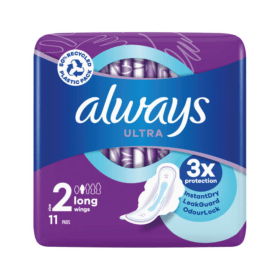 Always Ultra Long Sanitary Pads With Wings Size 2 12 x 11 Pads 132 Pack PX58410 F