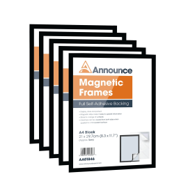 Announce A4 Magnetic Frame Black 5 Pack 493484 F