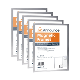 Announce A4 Magnetic Frame Silver 5 Pack 493478 F