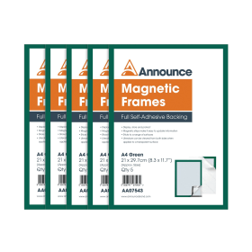 Announce A4 Magnetic Frames Green 5 Pack 610078 F