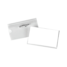 Announce Pin Name Badge 40mm x 75mm Clear 100 Pack 498731 F
