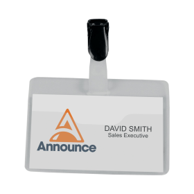 Announce Security Name Badge 60mm x 90mm Clear 25 Pack 498727 F