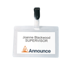 Announce Self Laminating Badge 54mm x 90mm Clear 25 Pack 498728 F