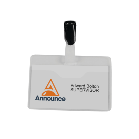 Announce Visitor Name Badge 60mm x 90mm Clear 25 Pack 498726 F