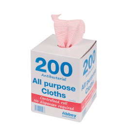 Antibacterial Cloth Roll 220mm x 370mm Red 200 Pack 593404 F