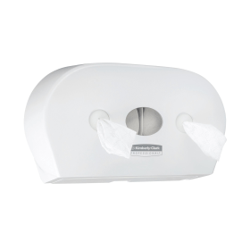 Aquarius Mini Twin Centrefeed Toilet Tissue Dispenser White 761376 F
