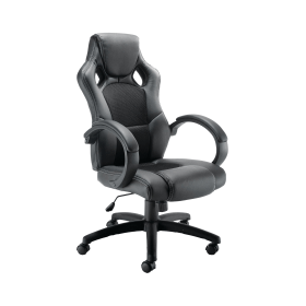 Arista Bolt Executive Racing Chair 620mm x 670mm x 1080 1170mm Leather Look and Mesh Back Black 392752 F