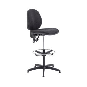 Arista Medium Back Draughtsman Chair 700mm x 700mm x 840 970mm Adjustable Footrest Charcoal 124186 F