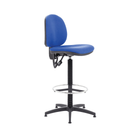 Arista Medium Back Draughtsman Chair 700mm x 700mm x 840 970mm Fixed Footrest Blue 148314 F